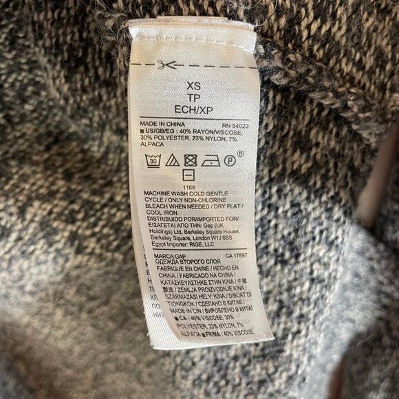GAP Women's Alpaca Blend Open Front Chunky Knit Cardigan Black White Marled XS - Picture 6 of 6